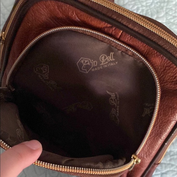 Valentina Chestnut Leather Backpack with Gold Accents - Picture 4 of 6